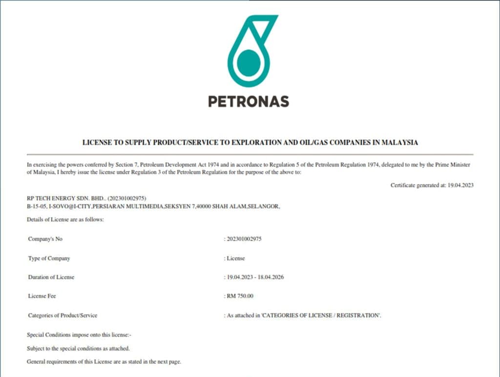 PETRONAS Related Certificate